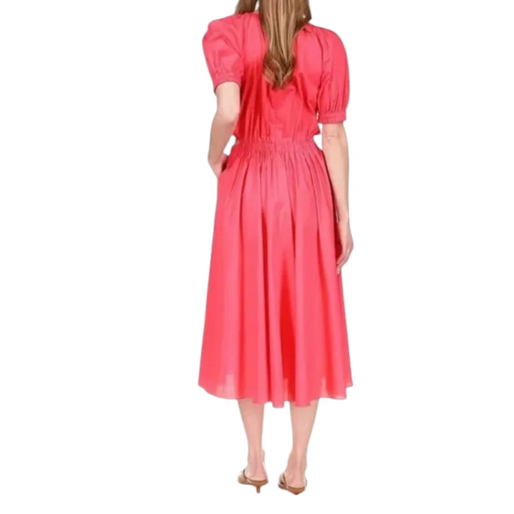 Michael Kors Geranium Short Sleeve Cutout A-Line Cotton Midi Dress X-Small 0-2 - Picture 3 of 3